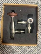 Traditional Thermostatic Corner Radiator Valves Satin (Pair) 059383
