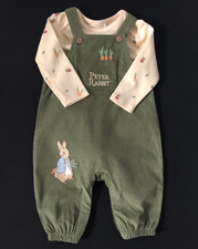 Baby  Boys Peter Rabbit Green Dungarees Set  3/6 Months