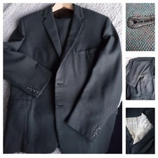 True Vintage 1950s cut Bespoke tailored Town/Country tweed Suit 44/36 Green/Red