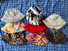 Joblot 8x  Faux Fur Bucket Hats - Colourful- Mixed - Festival Y2K Style