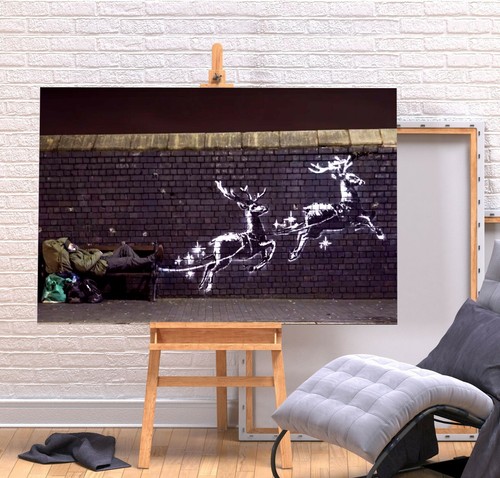 Banksy homeless reindeer deep - homeless, -deep