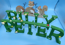 Freestanding 8cm Wooden Letters & George Home Autumn Animals Plaque - Both MDF