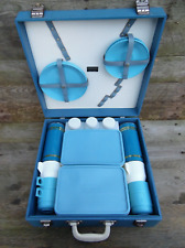 SIRRAM Vintage 1950/60s 4-Person Picnic Set in Blue Carry Case Excellent