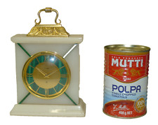 ELSINOR 8-day Carriage/Mantel Clock Malachite & White Onyx Ormolu Case Swis