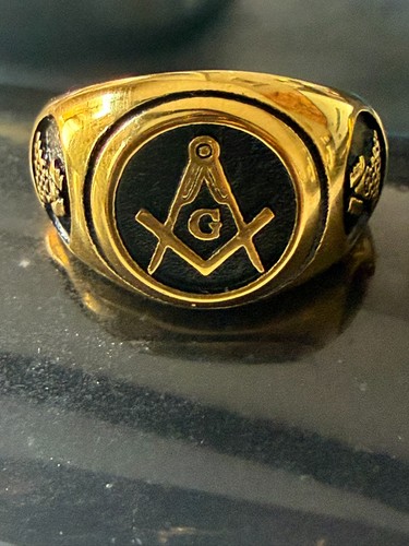 Mens masonic ring 18kt gold - masonic,