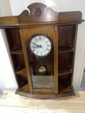 Avalon Wall Clock In Wooden Display Cabinet Shelf Case Shelving Unit Storage
