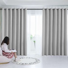 Thermal Thick Blackout Curtains Ready Made Eyelet Ring Top Curtain Pair Tiebacks