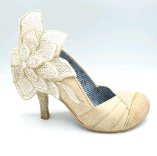 Irregular Choice "Baby Love ? Cream/Gold Ladies Heels Ankle Corsage UK 5 EU 38