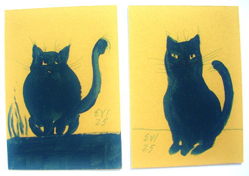 Black cat aceo - cat,