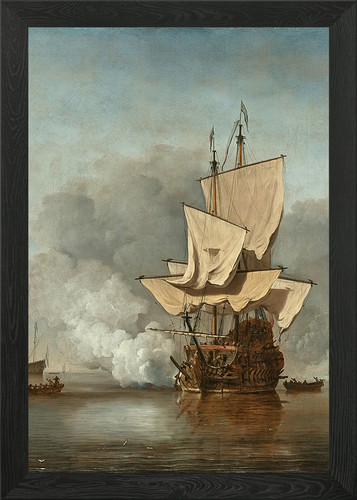 Sailing ship firing - ship, cannon