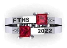 Personalized Princess Cut High School Class & College Unique Ring In 925 Silver
