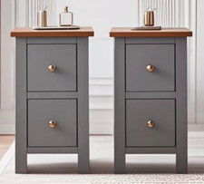Set of 2 grey bedside cabinets-Grey Nightstands-Fully Built-Small Bedside Table