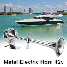 12V Single Trumpet Horn Marine Boat Air Horn 125dB Electric Stainless Steel