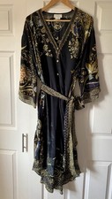 Beautiful Camilla Franks Black And Gold Silk Belted Shirt Dress Size S/M