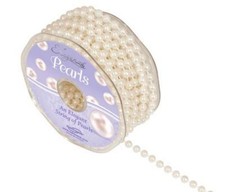 6mm Pearl Bead on a String 10m Reel Chain Round Trim Ribbon