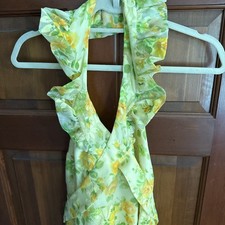 Hippie Yellow Halter Long Maxi Dress  Jrs FLOWER BOHO Homemade Small