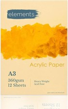 Elements A3 Acrylic Paper for Painting – 12-Sheet Pad 