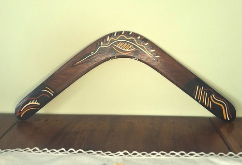 Vintage wood boomerang hand - wood,