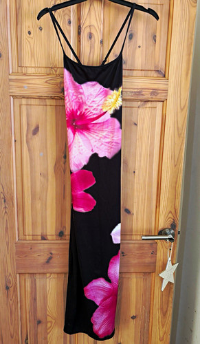 Shein black pink floral mesh - floral,