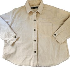 Zara Corduroy Shacket M Cream
