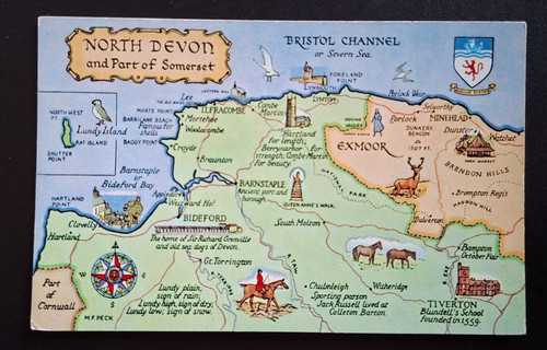 North devon map vintage - devon,