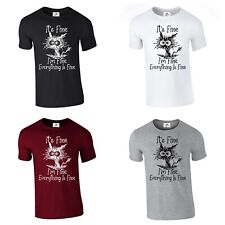 It's Fine I'm Fine Everything is Fine Funny Cat Cartoon Meme (Fine, T-SHIRT )
