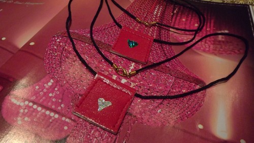 Leather look pendant - 2,