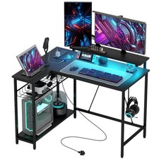 HOMCOM L Shaped Desk with LED
