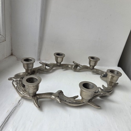 Silver metal stag antler - silver,