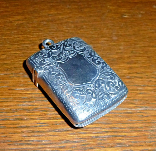 Antique solid silver vesta - antique,