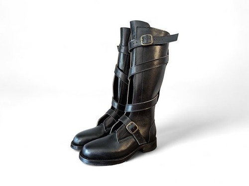 Black leather military - black,