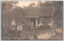 Postcard Family Rural Residential Home Dog in Driveway D145