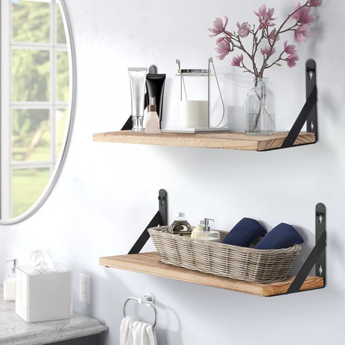 2pcs wooden floating shelves - wooden,