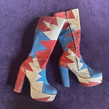 Vintage 1970s Glam Rock Platform Boots Bowie Uk 6