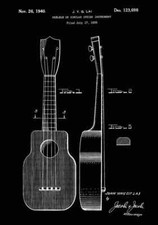 Ukulele black patent print A4