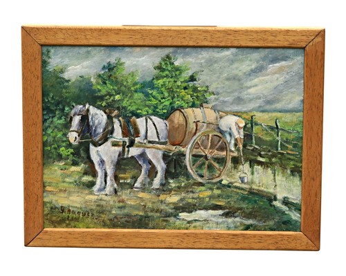 Signed oil painting horse - oil,