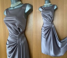 Karen Millen UK 10 Taupe Soft Satin Marilyn Monroe Style Flare Cocktail Dress 38