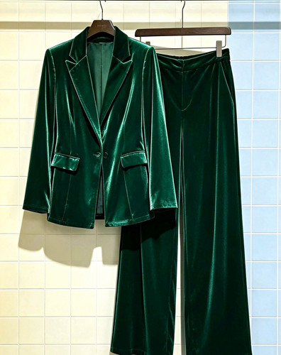 Women green velvet - green, 2