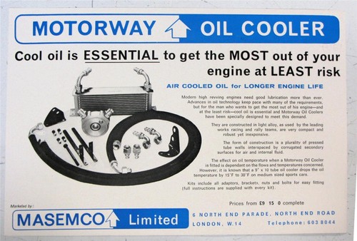 Motorway oil cooler car - oil,