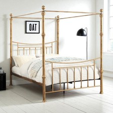 Westminster Antique Brass Effect Metal 4 Poster Canopy Bed Frame - Double / King