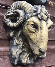 Rams head wall plaque decorative stone garden ornament wall decor 20cm/8"H