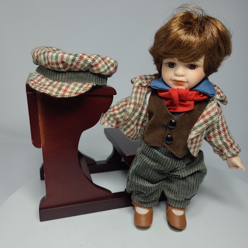 Vtg porcelain boy doll - porcelain, &