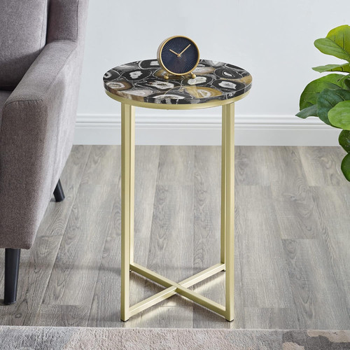 Side table marble effect tray - effect,