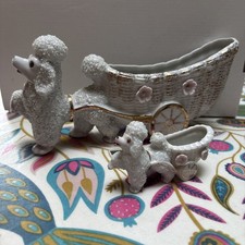 Two Vintage Kitsch Poodle And Cart Figurines