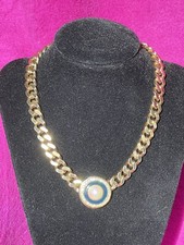 Christian Dior Gold-tone Cuban Link FAUX PEARL & Clear Crystal COLLAR Necklace