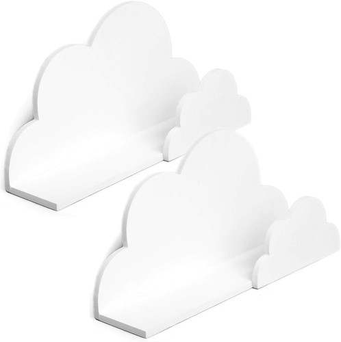 Set white wooden cloud - wooden,