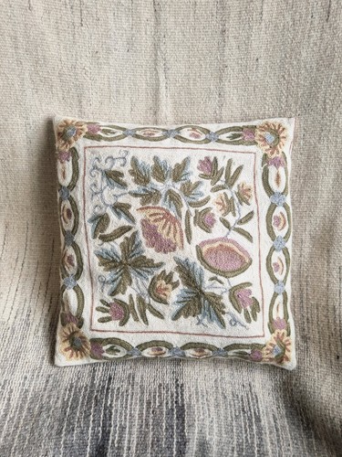 Cushion crewel embroidered - crewel,