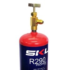 REFRIGERANT GAS CANISTER R290 430g PROPANE C/W BOTTLE VALVE FOR FRIDGE FREEZER