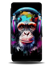 Colour Paint Splash Monkey DJ Flip Wallet Case Chimp Chimps Graffiti Raver CH68