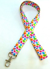 LEAVES 20mm printed neck strap lanyard for ID & keys. UK made. Free UK postage.